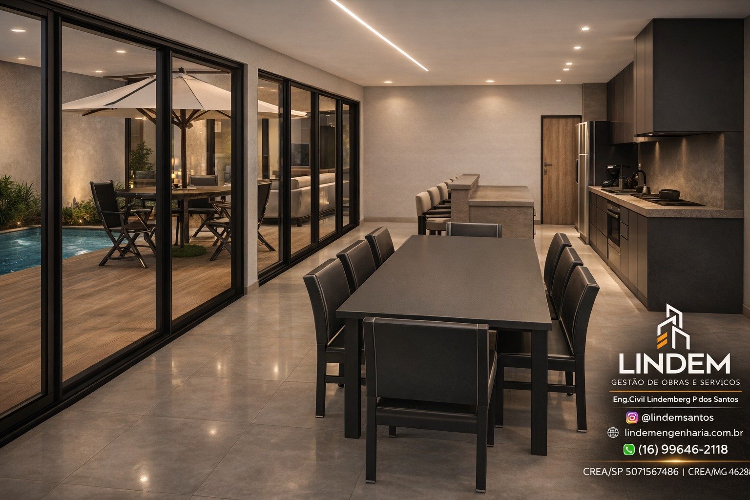 Projeto Lindem Engenharia — Espaço Gourmet e Cozinha Integrada